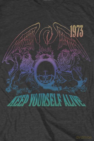 Queen: Unisex T-Shirt: Keep Yourself Alive (Charcoal Grey) (Medium)