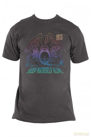 Queen: Unisex T-Shirt: Keep Yourself Alive (Charcoal Grey) (Medium)