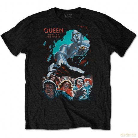 Queen: Unisex T-Shirt: News Of The World Vintage (Black) (Large)