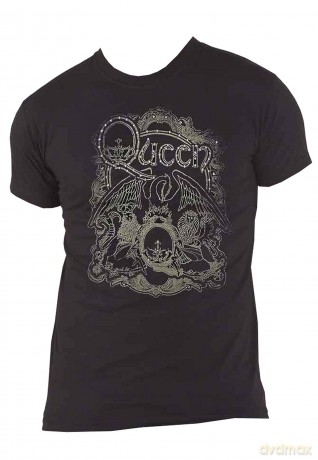 Queen: Unisex T-Shirt: Ornate Crest (Black) (Embellished) (Medium)