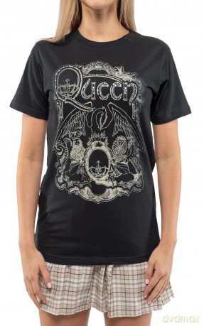 Queen: Unisex T-Shirt: Ornate Crest (Black) (Embellished) (Medium)