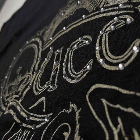 Queen: Unisex T-Shirt: Ornate Crest (Black) (Embellished) (Small)