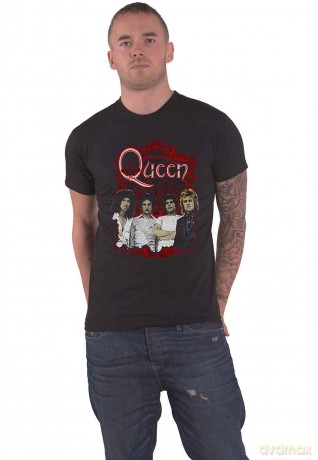 Queen: Unisex T-Shirt: Ornate Crest Photo (Black) (Large)