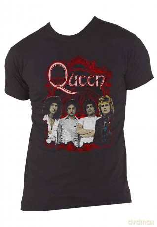 Queen: Unisex T-Shirt: Ornate Crest Photo (Black) (Large)