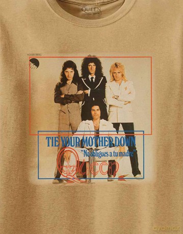 Queen: Unisex T-Shirt: Tie Your Mother Down (Old Gold) (Medium)
