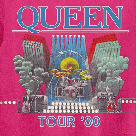 Queen: Unisex T-Shirt: Tour '80 (Pink) (Large)