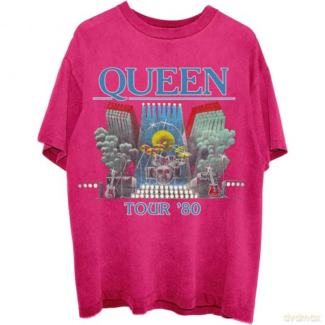 Queen: Unisex T-Shirt: Tour '80 (Pink) (Medium)