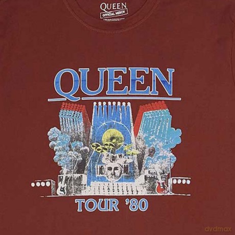Queen: Unisex T-Shirt: Tour '80 (Red) (Small)