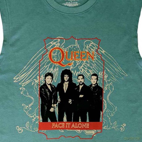 Queen: Unisex Tank T-Shirt: Face It Alone (Green) (Large)