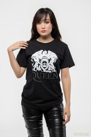 Queen: Unisex Tee: Crest Logo (Diamante) (X-Large)