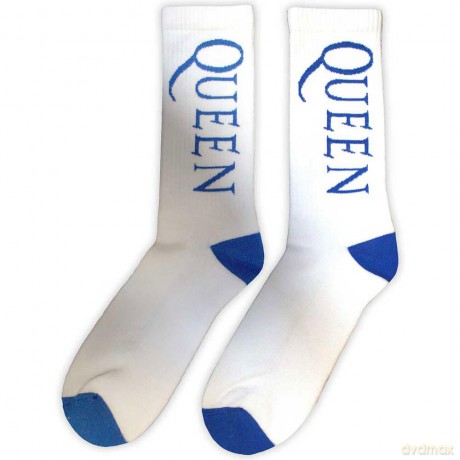 Queen: Unisex Terry Socks: Blue Logo (White) (UK Size 7 - 11)