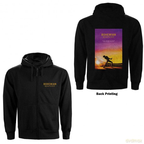 Queen: Unisex Zipped Hoodie: Bohemian Rhapsody Movie Poster (Black) (Back Print) (XXX-Large)