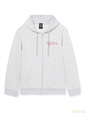 Queen: Unisex Zipped Hoodie: Classic Crest (Ash Grey) (Back Print) (XX-Large)