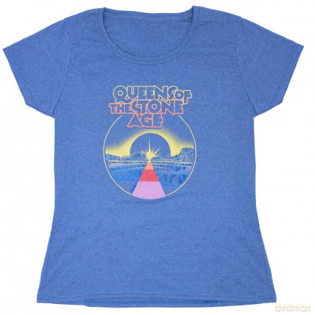 Queens Of The Stone Age: Ladies T-Shirt: Warp Planet (Blue) (Ex-Tour) (Small)