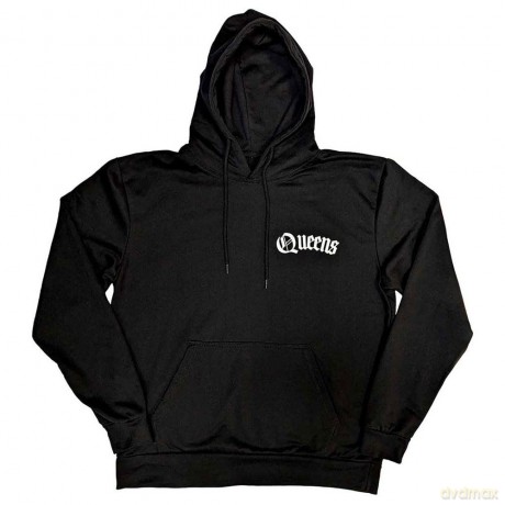 Queens Of The Stone Age: Unisex Pullover Hoodie: Floral Chains (Black) (Back Print) (Medium)