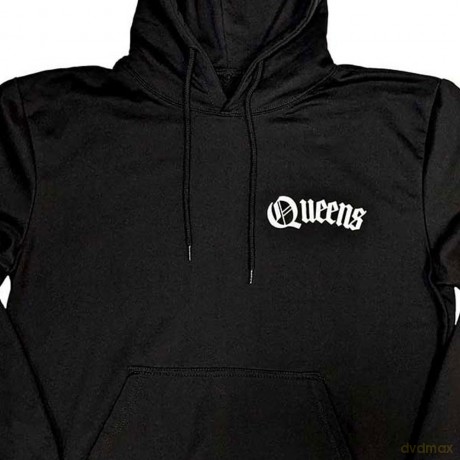 Queens Of The Stone Age: Unisex Pullover Hoodie: Floral Chains (Black) (Back Print) (Medium)