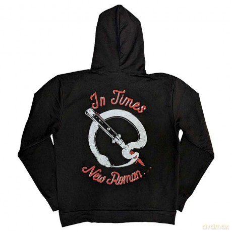 Queens Of The Stone Age: Unisex Pullover Hoodie: Snake Logo (Black) (Back Print) (Large)