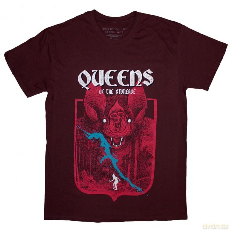 Queens Of The Stone Age: Unisex T-Shirt: Bat (Maroon Red) (Medium)