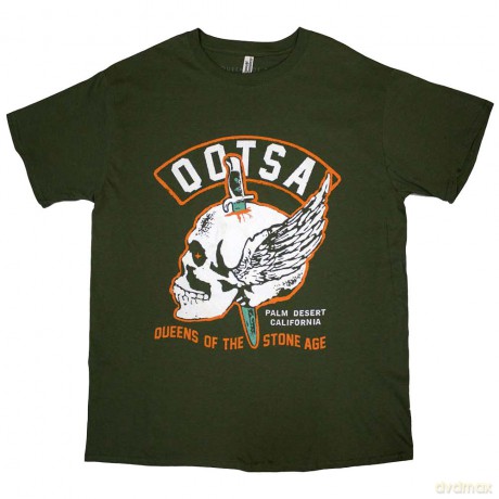 Queens Of The Stone Age: Unisex T-Shirt: Winged Skull (Green) (Small)