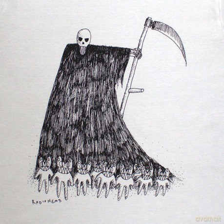 Radiohead: Unisex Organic T-Shirt: Grim Reaper (White) (Small)