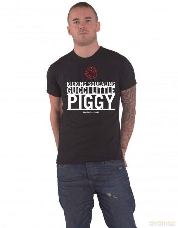 Radiohead: Unisex T-Shirt: Gucci Piggy (Black) (Back Print) (Medium)