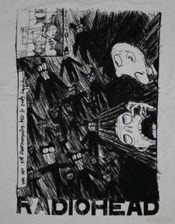 Radiohead: Unisex T-Shirt: Scribble (Grey) (Large)