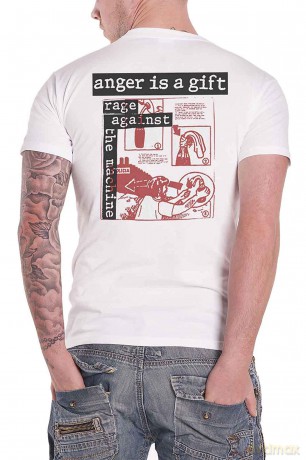 Rage Against The Machine: Unisex T-Shirt: Anger Is A Gift (White) (Back Print) (X-Large)