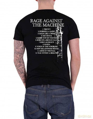 Rage Against The Machine: Unisex T-Shirt: BOLA Album Cover (Black) (Back Print) (Small)