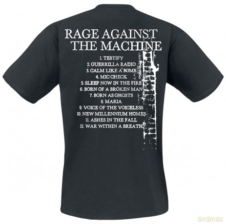 Rage Against The Machine: Unisex T-Shirt: BOLA Album Cover (Black) (Back Print) (X-Large)