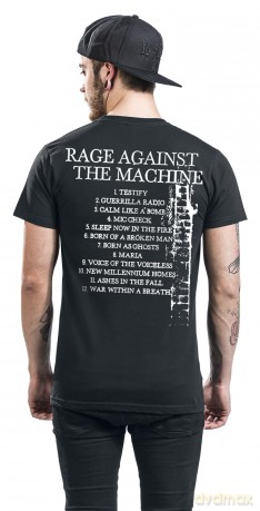 Rage Against The Machine: Unisex T-Shirt: BOLA Album Cover (Black) (Back Print) (XX-Large)