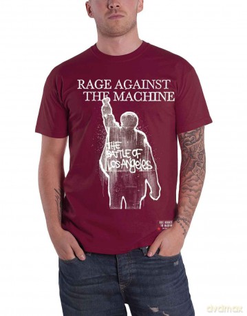 Rage Against The Machine: Unisex T-Shirt: BOLA Album Cover (Maroon Red) (Back Print) (Large)