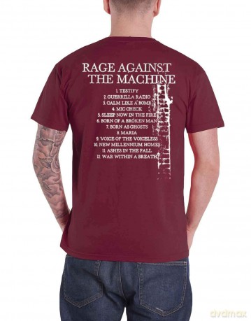 Rage Against The Machine: Unisex T-Shirt: BOLA Album Cover (Maroon Red) (Back Print) (Medium)