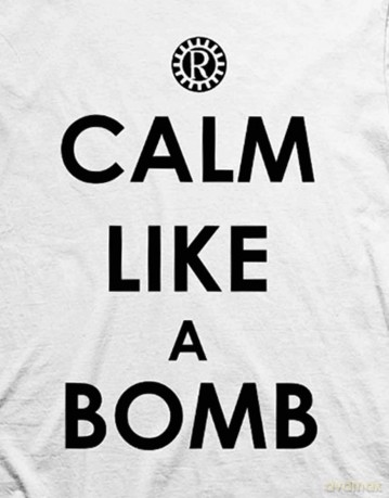 Rage Against The Machine: Unisex T-Shirt: Calm Like A Bomb (White) (Back Print) (Medium)