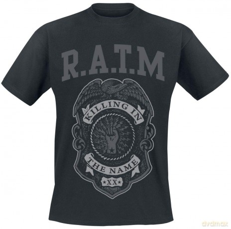 Rage Against The Machine: Unisex T-Shirt: Grey Police Badge (Black) (Large)