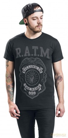 Rage Against The Machine: Unisex T-Shirt: Grey Police Badge (Black) (Large)
