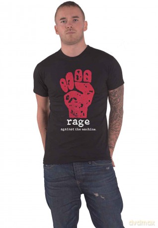 Rage Against The Machine: Unisex T-Shirt: Red Fist (Black) (Back Print) (Medium)