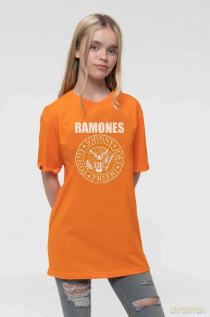 Ramones: Kids T-Shirt: Presidential Seal (Orange) (11-12 Years)