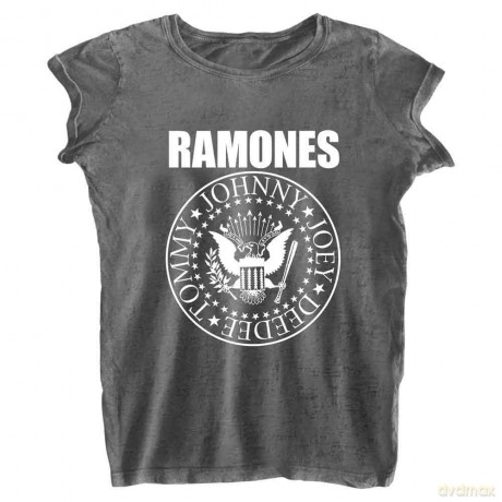 Ramones: Ladies Burnout T-Shirt: Presidential Seal (Charcoal Grey) (XX-Large)
