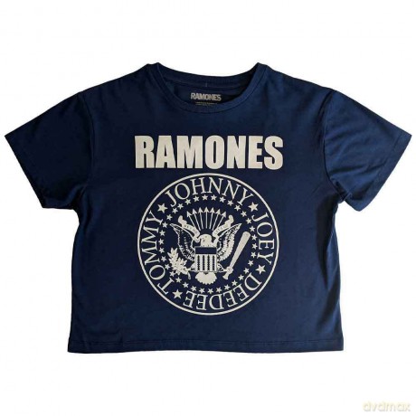 Ramones: Ladies Crop Top: Presidential Seal (Denim Blue) (Large)