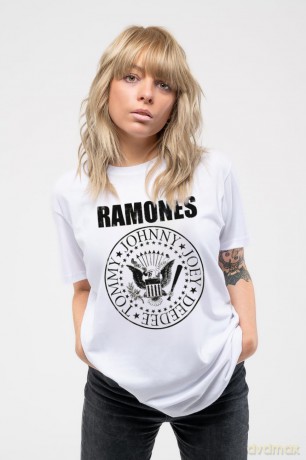 Ramones: Ladies T-Shirt: Presidential Seal (White) (Medium)