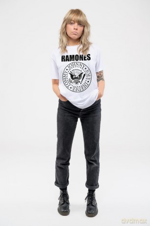 Ramones: Ladies T-Shirt: Presidential Seal (White) (Small)