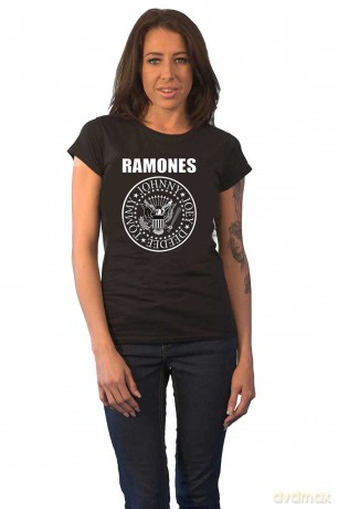 Ramones: Ladies T-Shirt: Seal (Black) (Skinny Fit) (X-Small)