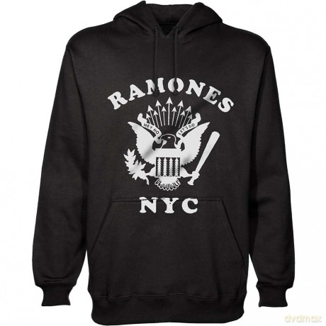 Ramones: Men's Pullover Hoodie: Retro Eagle New York City (Large)