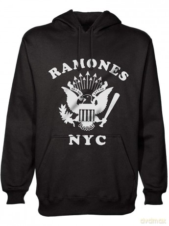 Ramones: Men's Pullover Hoodie: Retro Eagle New York City (Large)