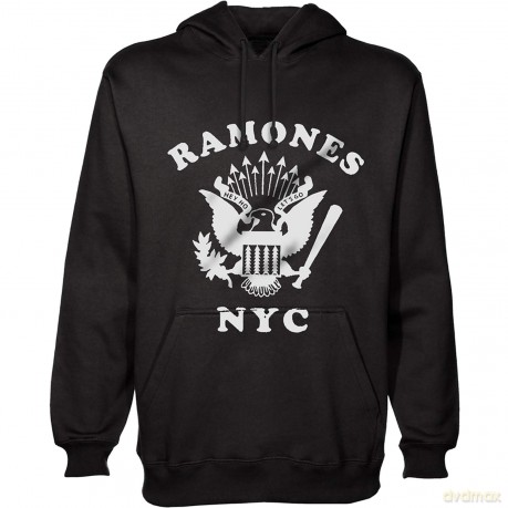Ramones: Men's Pullover Hoodie: Retro Eagle New York City (Medium)