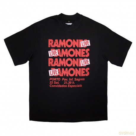 Ramones: Unisex Oversized Boxy T-Shirt: Concert (Black) (Medium)