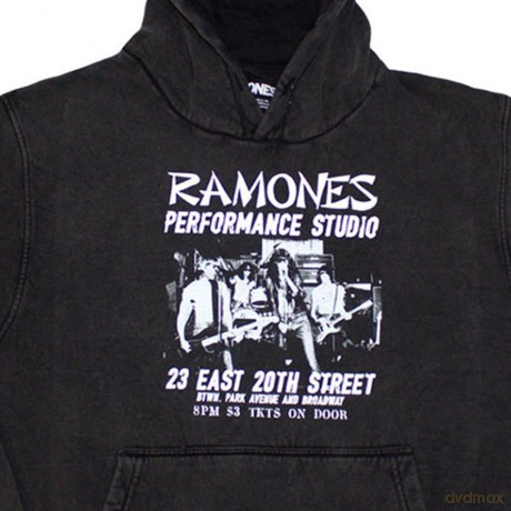 Ramones: Unisex Stone Wash Pullover Hoodie: East Village (Charcoal Grey) (Small)