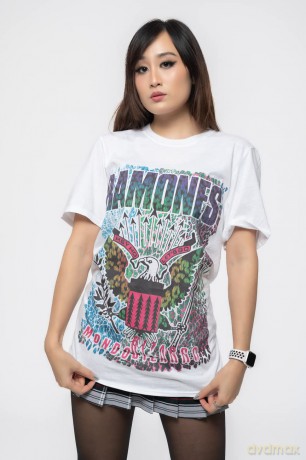 Ramones: Unisex T-Shirt: Animal Skin (White) (X-Large)