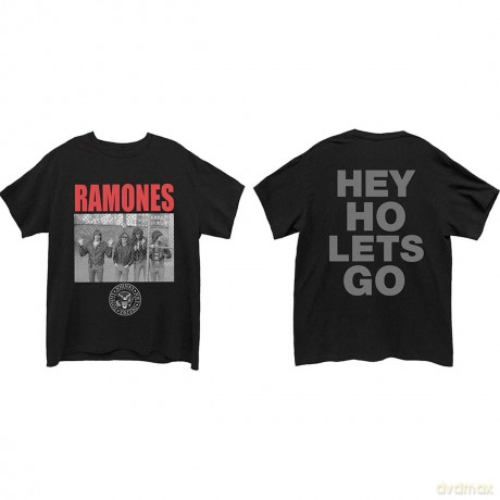 Ramones: Unisex T-Shirt: Cage Photo (Black) (Back Print) (Medium)
