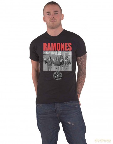 Ramones: Unisex T-Shirt: Cage Photo (Black) (Back Print) (Small)